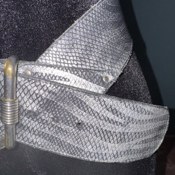 Maprel Women's Piel Leather Silver snakeskin Waist Belt Mexico M2285 Size28/30 - Picture 3 of 12